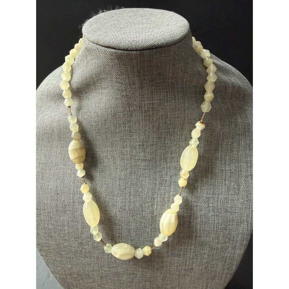 Vintage Bead Statement Pendant Necklace Gemstone Boho Chunky Green Festival